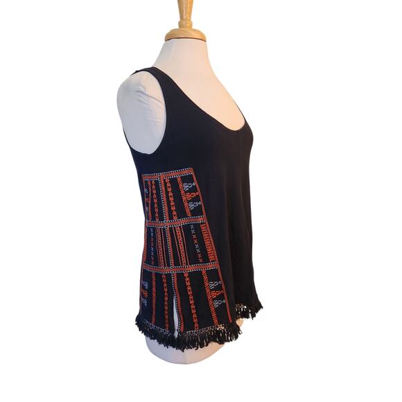 Madewell Scoop Neck Embroidered Fringe Tank Top Size Small - Picture 3 of 9
